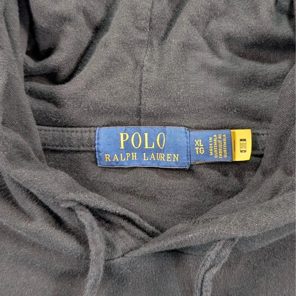 Polo Ralph Lauren Mens XL Black Polo Bear Plaid Coat Hooded T-Shirt Long Sleeve